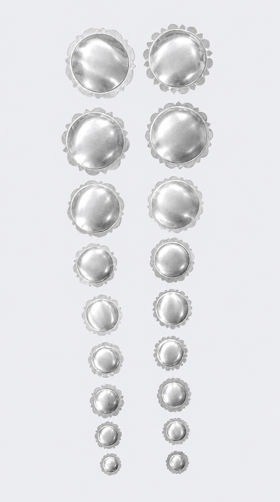 Pico conchos, round flange domes