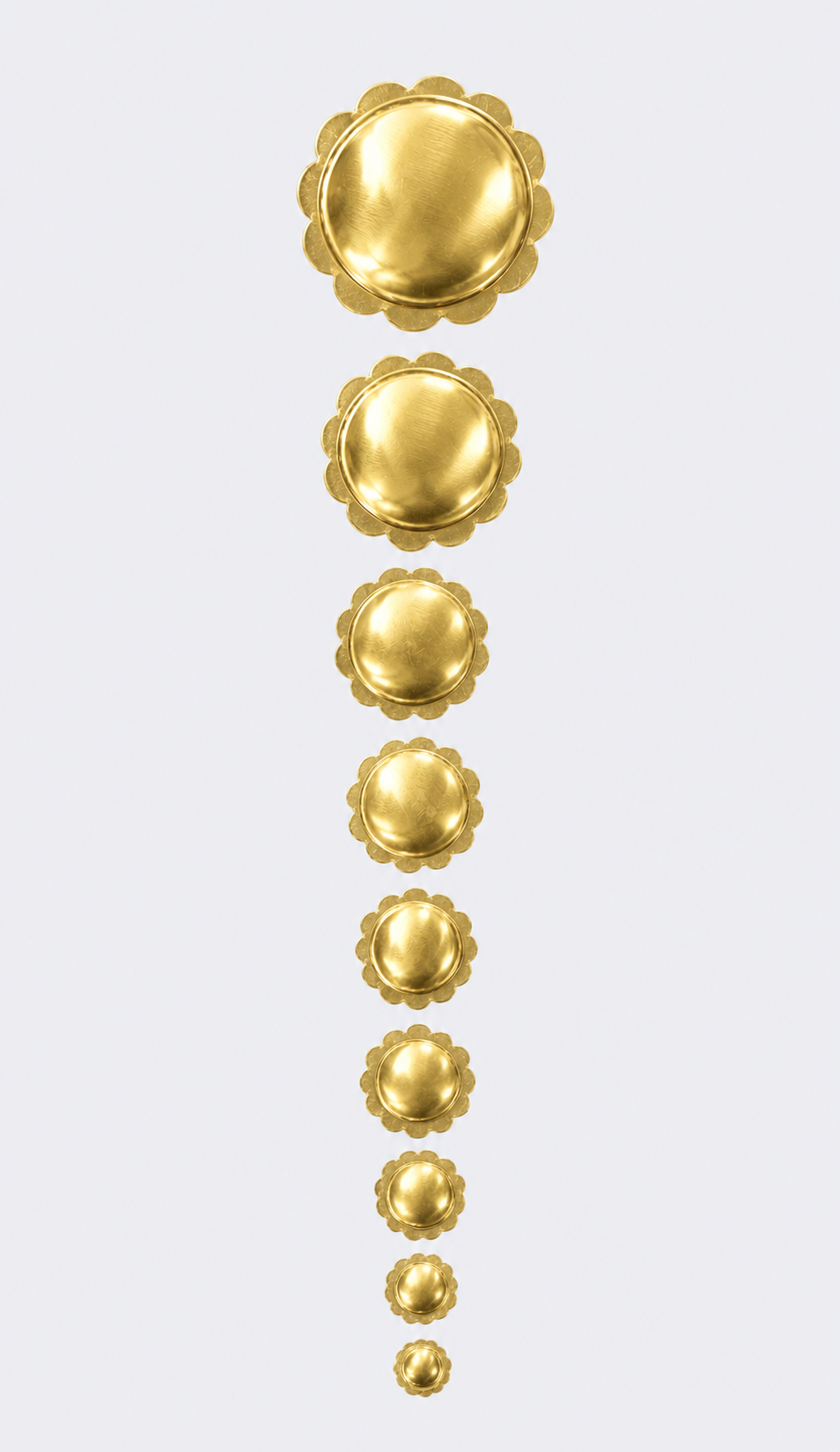 Scallop conchos, round flange dome