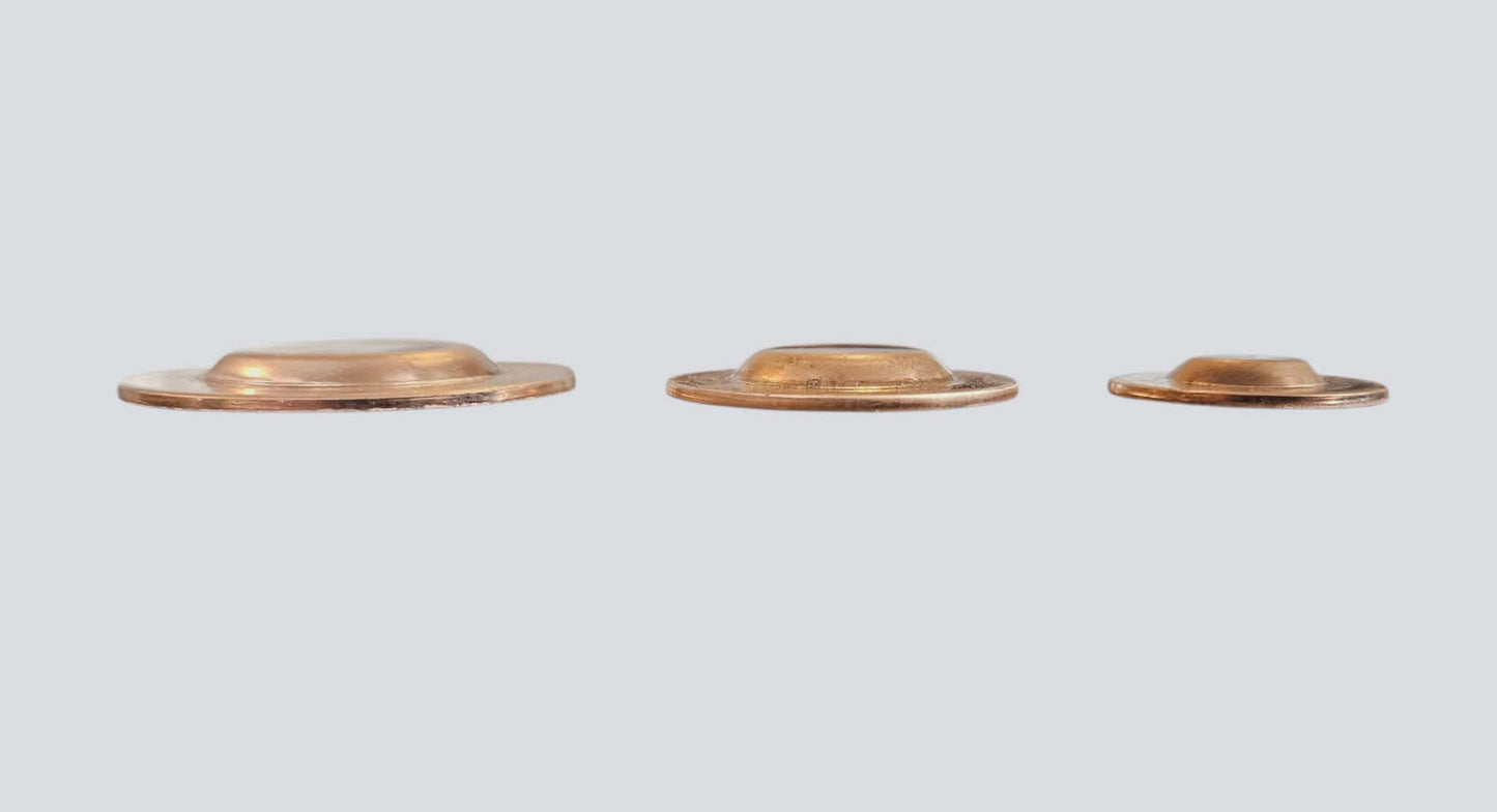 Round conchos, flat flange dome